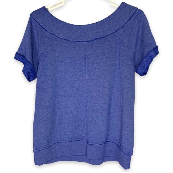 Maurice's Women's Medium Blue Short Sleeve Relaxed Burnout Raglan Tee Boat Neck - Picture 6 of 8
